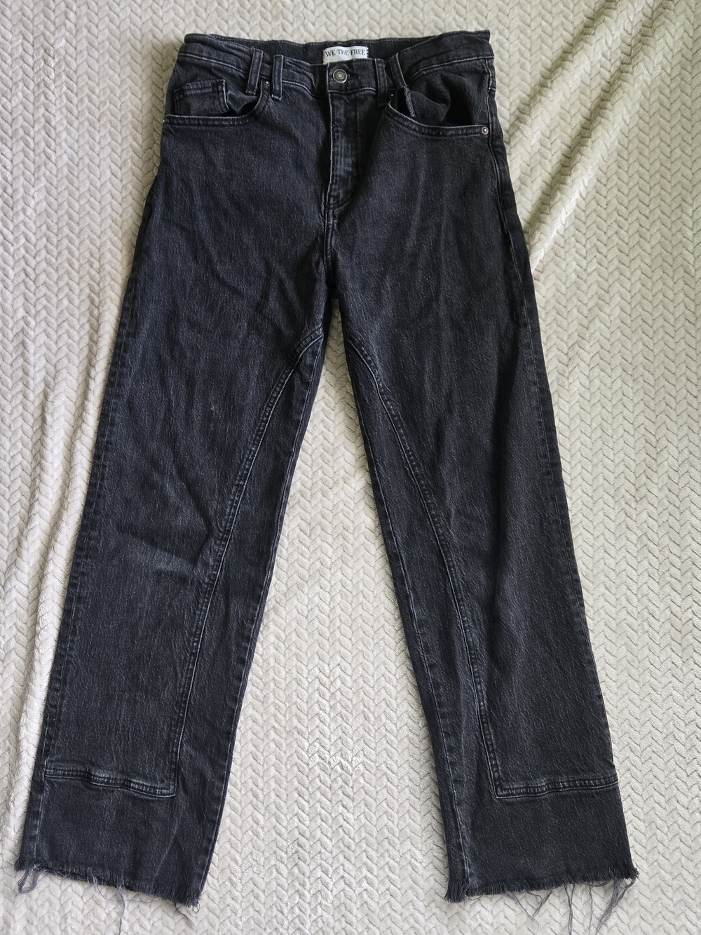 Free People We The Free Risk Taker Straight Leg Jeans Women Faded Black Denim 29